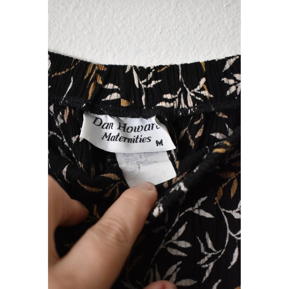 Dan Howard Maternity Maxi Skirt Women Medium Black Floral Excellent Crinkle 90s - Picture 6 of 7